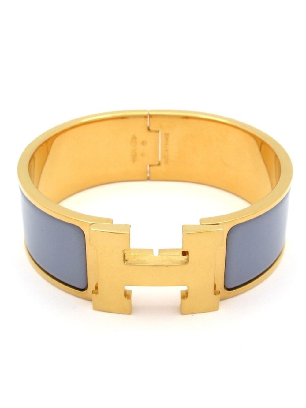 Hermes Bangle Clic Clac Gold Blue Gray Bracelet